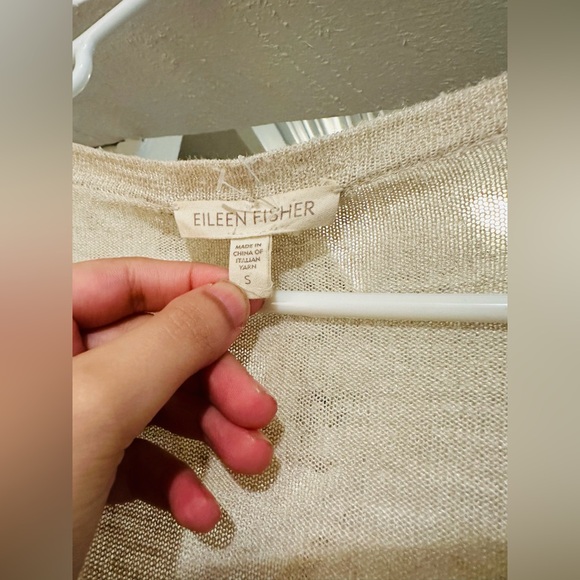 Eileen Fisher Linen & Silk Cardigan Button Down Oatmeal. Size S. - Picture 6 of 9